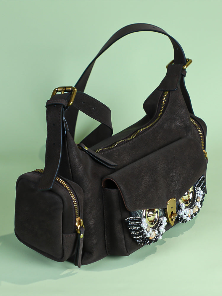 NAMIB Saddle Hobo Suede Bag